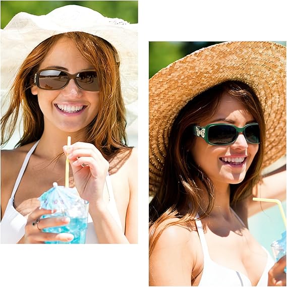 HAOLOTA Women's Polarized Sunglasses - Fashionable Wraparound Butterfly Design with UV400 Protection