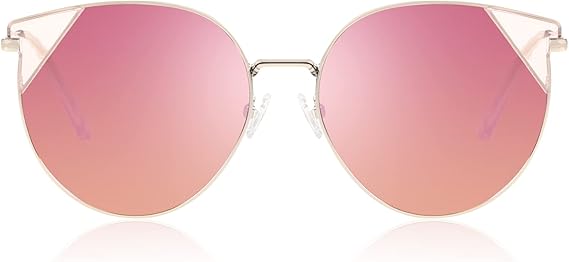 DUCO Oversized Cat Eye Sunglasses for Women Retro Round Polarized Sun Glasses UV400 Protection W018