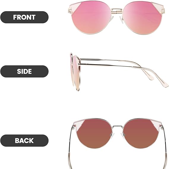 DUCO Oversized Cat Eye Sunglasses for Women Retro Round Polarized Sun Glasses UV400 Protection W018